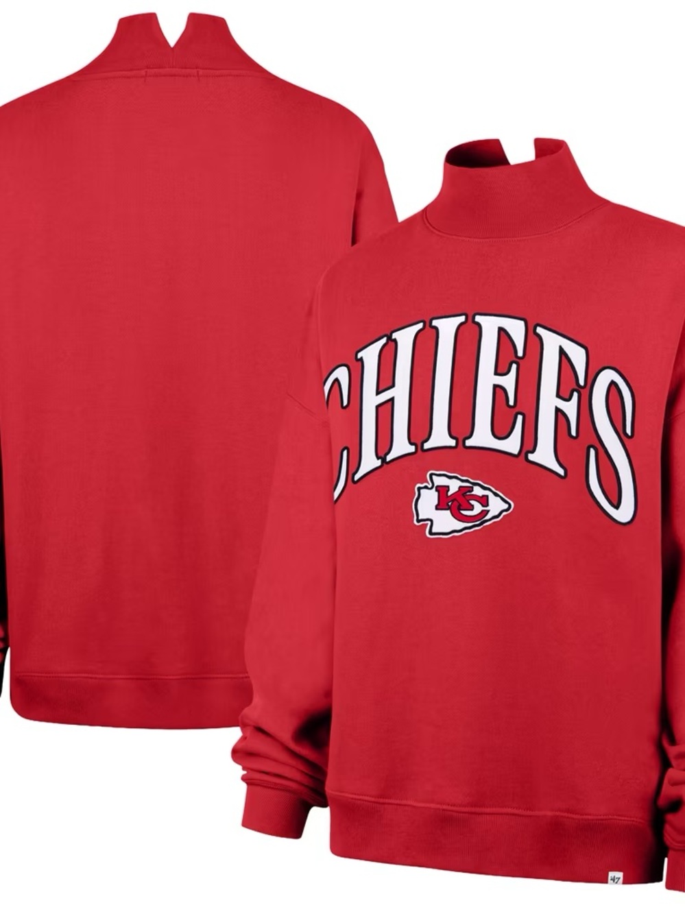 Kansas City Chiefs NFL ‘47 Women’s Oversized Vantage Mock Neck Sweatshirt - Red